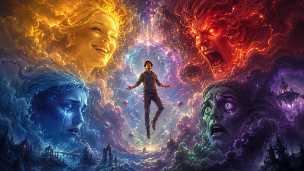 Una foto de una persona con emociones en los sueños